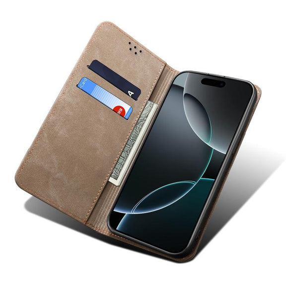 For Motorola Edge 60 Denim Texture Flip Leather Phone Case(Khaki)