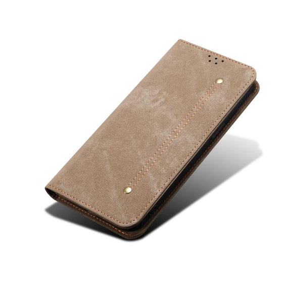 For Motorola Edge 60 Denim Texture Flip Leather Phone Case(Khaki)