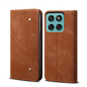 For Motorola Edge 60 Denim Texture Flip Leather Phone Case(Brown)
