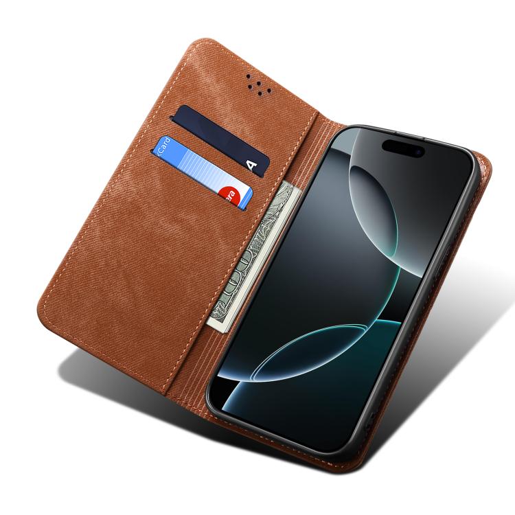 For Motorola Edge 60 Denim Texture Flip Leather Phone Case(Brown) - free shipping - PMC TechLife - Order now!