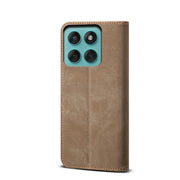 For Motorola Edge 60 Pro Denim Texture Flip Leather Phone Case(Khaki)