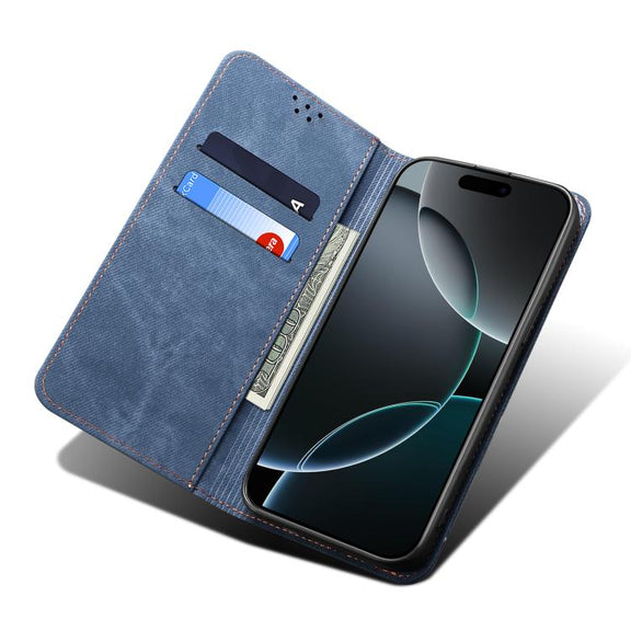 For Motorola Edge 60 Pro Denim Texture Flip Leather Phone Case(Blue)