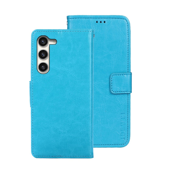 For Samsung Galaxy S24+ 5G idewei Crazy Horse Texture Leather Phone Case(Sky Blue)