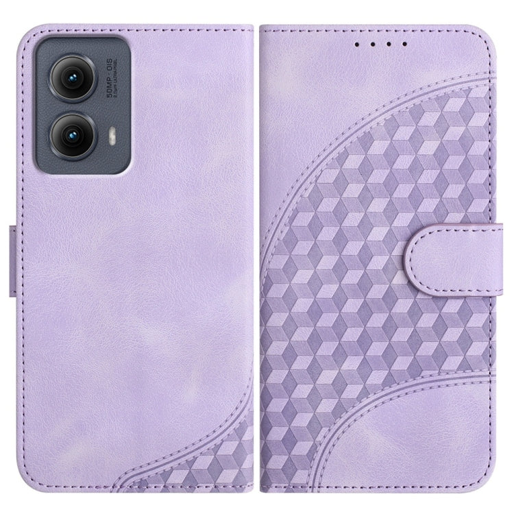 For Motorola Edge 5G 2024 YX0060 Elephant Head Embossed Phone Leather Case with Lanyard(Light Purple) - Motorola Cases by PMC Jewellery | Online Shopping South Africa | PMC Jewellery | Buy Now Pay Later Mobicred
