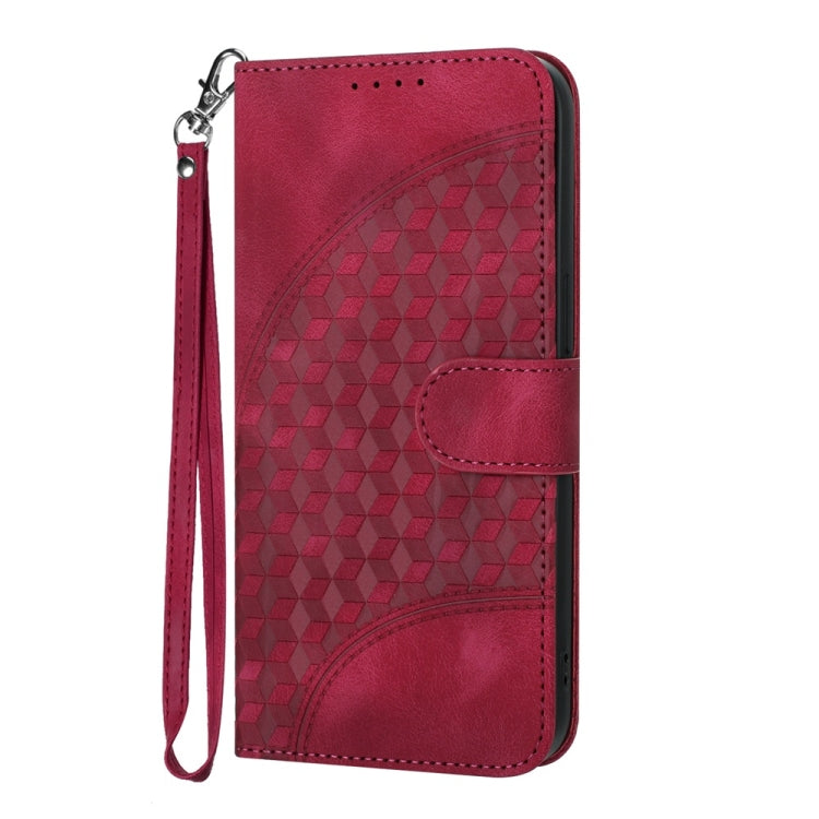 For Motorola Moto G Power 5G 2024 YX0060 Elephant Head Embossed Phone Leather Case with Lanyard(Rose Red)
