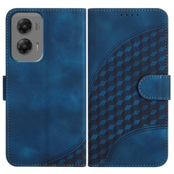 For Motorola Moto G Stylus 5G 2024 YX0060 Elephant Head Embossed Phone Leather Case with Lanyard(Royal Blue)