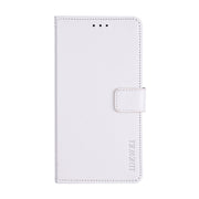 For iPhone 15 Pro Max idewei Crazy Horse Texture Leather Phone Case with Holder(White)