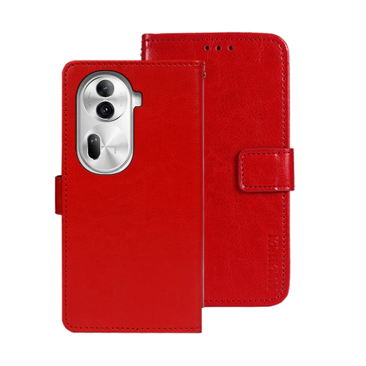 For OPPO Reno11 Pro 5G Global idewei Crazy Horse Texture Leather Phone Case with Holder(Red) - free shipping - PMC Jewellery - Order now!