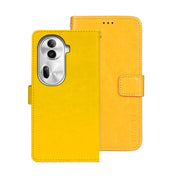 For OPPO Reno11 Pro 5G Global idewei Crazy Horse Texture Leather Phone Case with Holder(Yellow)