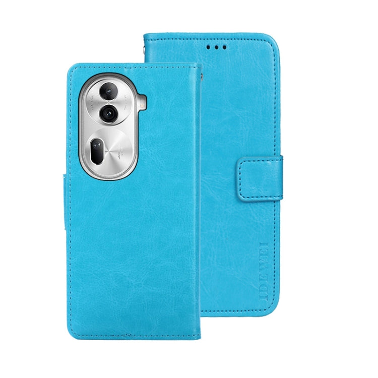 For OPPO Reno11 Pro 5G Global idewei Crazy Horse Texture Leather Phone Case with Holder(Sky Blue) - free shipping - PMC Jewellery - Order now!