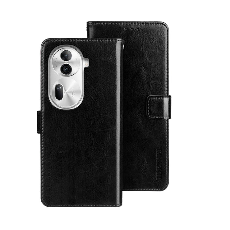 For OPPO Reno11 Pro 5G Global idewei Crazy Horse Texture Leather Phone Case with Holder(Black) - free shipping - PMC Jewellery - Order now!