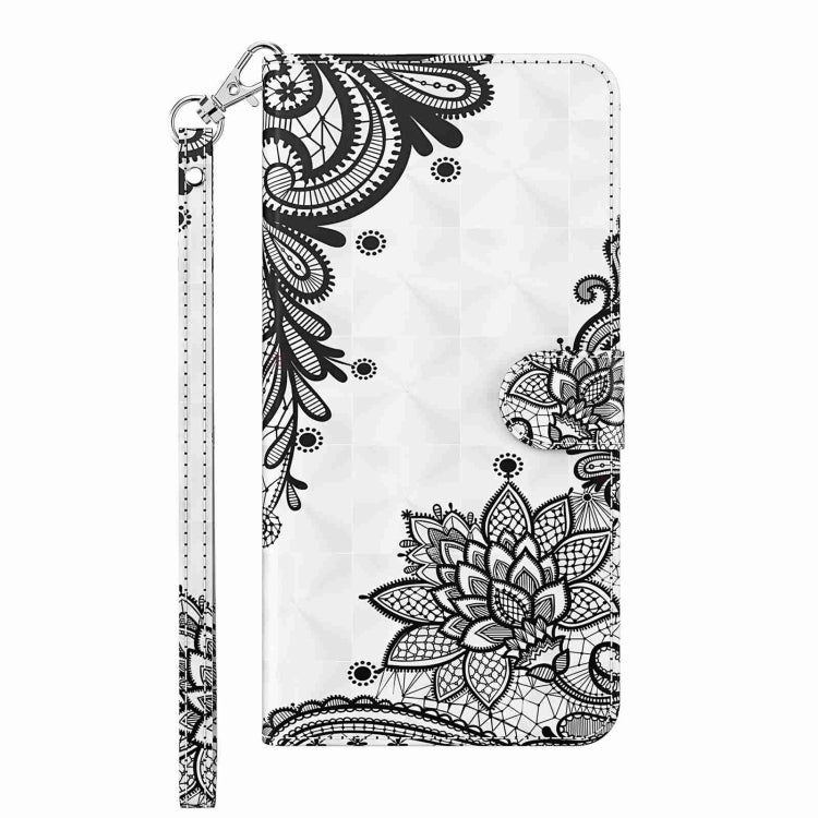 For Xiaomi Redmi 13C 5G / 4G 3D Painting Pattern Flip Leather Phone Case(Diagonal Black Flower) - Xiaomi Cases by PMC TechLife | Online Shopping South Africa | PMC TechLife | Buy Now Pay Later Mobicred