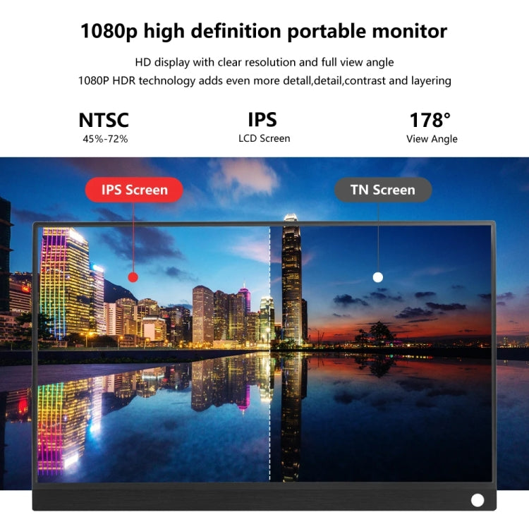 15.6 inch HDR 1080P IPS Screen Portable Monitor(No Charger) - LCD Monitors by PMC TechLife | Online Shopping South Africa | PMC TechLife | Buy Now Pay Later Mobicred