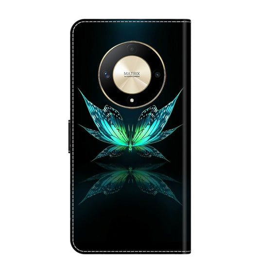 For Honor Magic6 Lite Crystal 3D Shockproof Protective Leather Phone Case(Reflection Dutterfly)