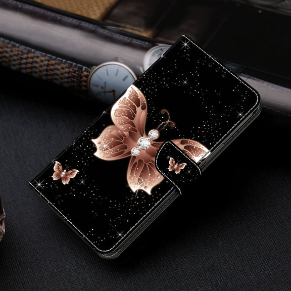 For Honor Magic6 Lite Crystal 3D Shockproof Protective Leather Phone Case(Pink Diamond Butterfly)