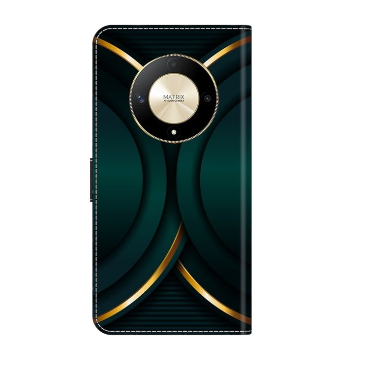 For Honor Magic6 Lite Crystal 3D Shockproof Protective Leather Phone Case(Gold Outline)