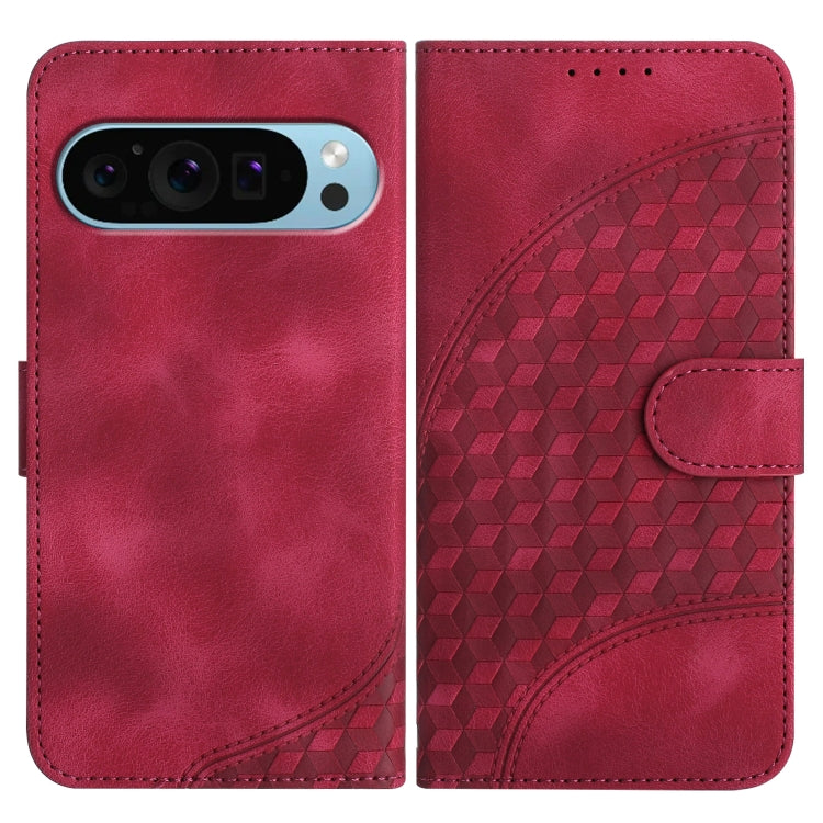For Google Pixel 9 Pro YX0060 Elephant Head Embossed Phone Leather Case with Lanyard(Rose Red) - Google Cases by PMC TechLife | Online Shopping South Africa | PMC TechLife | Buy Now Pay Later Mobicred