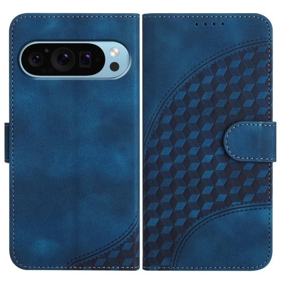 For Google Pixel 9 Pro YX0060 Elephant Head Embossed Phone Leather Case with Lanyard(Royal Blue)