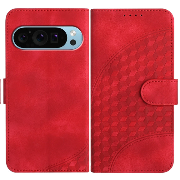 For Google Pixel 9 Pro YX0060 Elephant Head Embossed Phone Leather Case with Lanyard(Red)