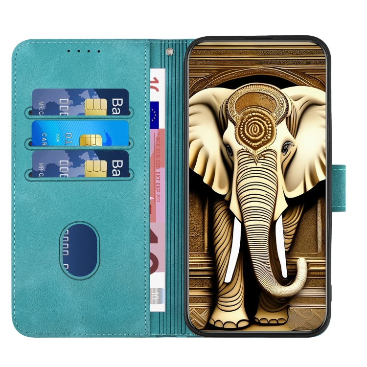 For Google Pixel 9 Pro YX0060 Elephant Head Embossed Phone Leather Case with Lanyard(Light Blue)