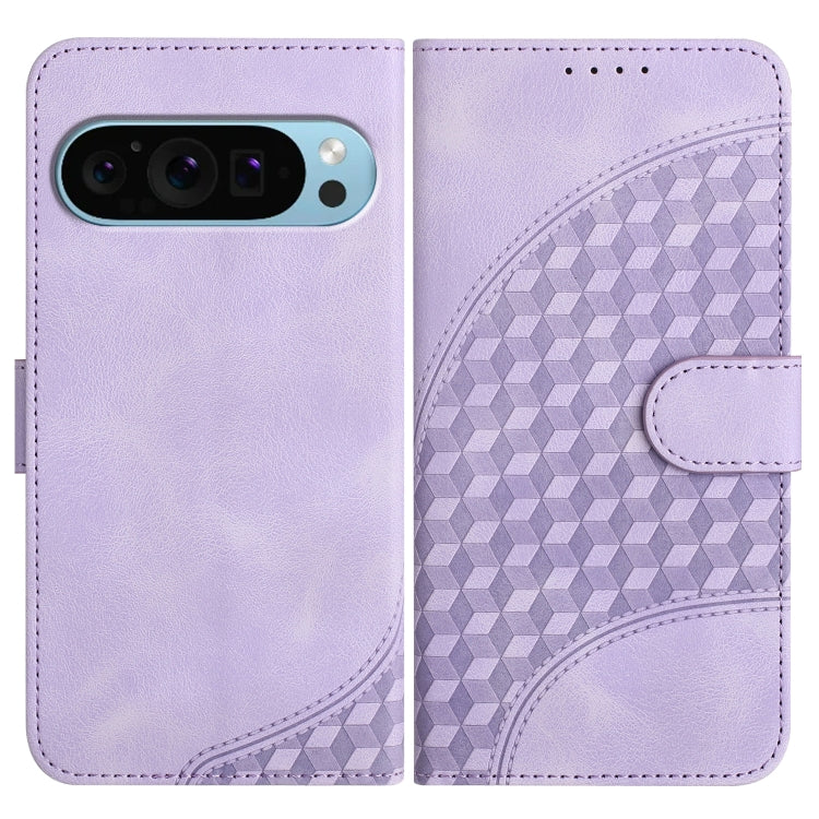 For Google Pixel 9 YX0060 Elephant Head Embossed Phone Leather Case with Lanyard(Light Purple) - Google Cases by PMC TechLife | Online Shopping South Africa | PMC TechLife | Buy Now Pay Later Mobicred
