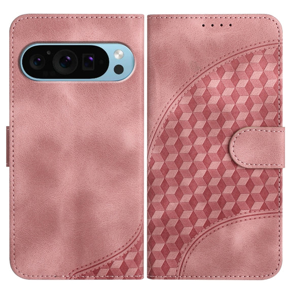 For Google Pixel 9 YX0060 Elephant Head Embossed Phone Leather Case with Lanyard(Pink)