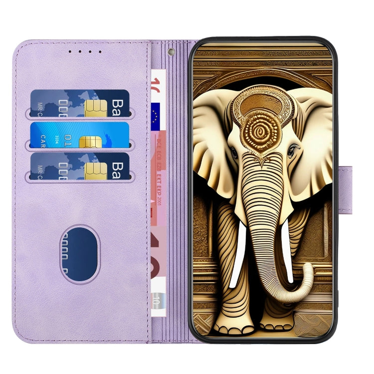 For OPPO A58 4G YX0060 Elephant Head Embossed Phone Leather Case with Lanyard(Light Purple) - OPPO Cases by PMC TechLife | Online Shopping South Africa | PMC TechLife | Buy Now Pay Later Mobicred