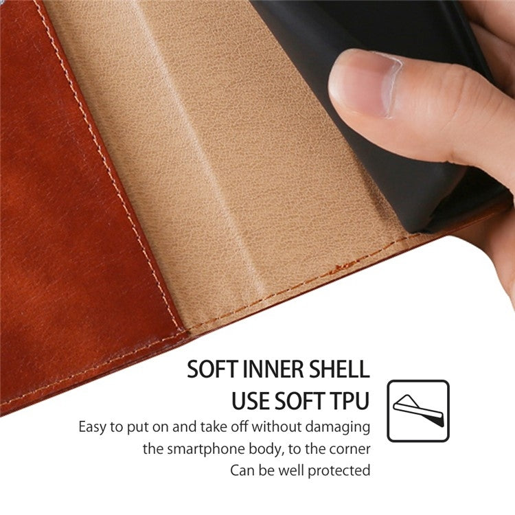 For Motorola Moto G Play 4G 2024 Gloss Oil Solid Color Magnetic Leather Phone Case(Brown)