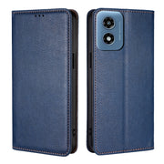 For Motorola Moto G Play 4G 2024 Gloss Oil Solid Color Magnetic Leather Phone Case(Blue)
