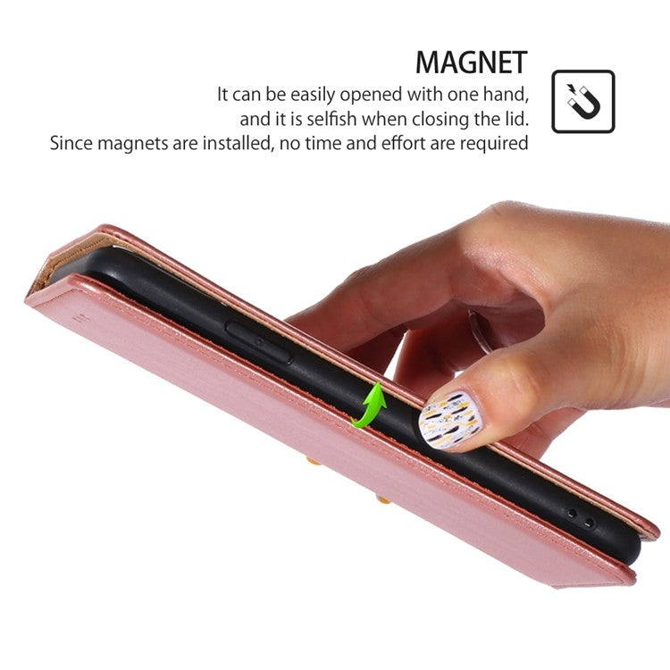 For Motorola Moto G Play 4G 2024 Gloss Oil Solid Color Magnetic Leather Phone Case(Rose Gold) - Motorola Cases by PMC Jewellery | Online Shopping South Africa | PMC Jewellery | Buy Now Pay Later Mobicred