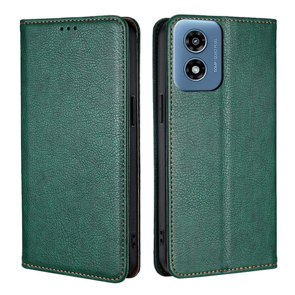 For Motorola Moto G Play 4G 2024 Gloss Oil Solid Color Magnetic Leather Phone Case(Green)