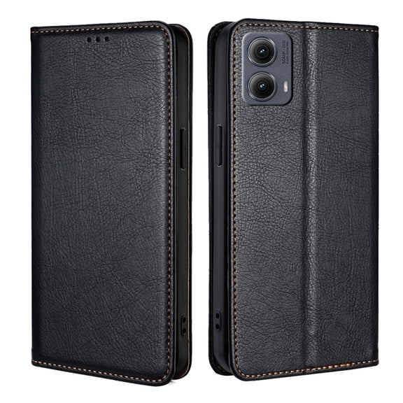For Motorola Edge 5G 2024 Gloss Oil Solid Color Magnetic Leather Phone Case(Black)