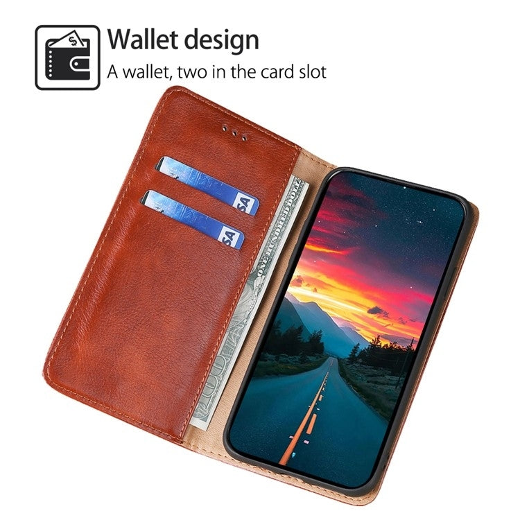 For Motorola Edge 5G 2024 Gloss Oil Solid Color Magnetic Leather Phone Case(Brown)