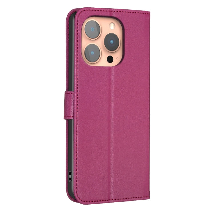 For iPhone 16 Pro Max Four-leaf Embossed Leather Phone Case(Rose Red) - iPhone 16 Pro Max Cases by PMC TechLife | Online Shopping South Africa | PMC TechLife | Buy Now Pay Later Mobicred