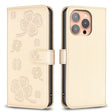 For iPhone 16 Pro Four-leaf Embossed Leather Phone Case(Gold) - iPhone 16 Pro Cases by PMC TechLife | Online Shopping South Africa | PMC TechLife | Buy Now Pay Later Mobicred