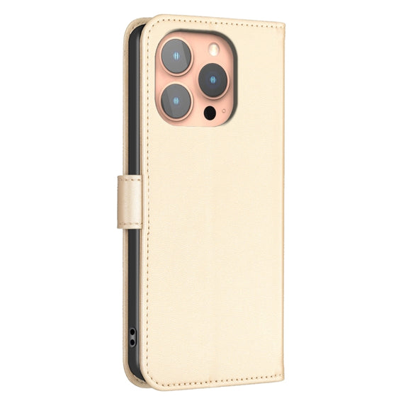 For iPhone 16 Pro Four-leaf Embossed Leather Phone Case(Gold)