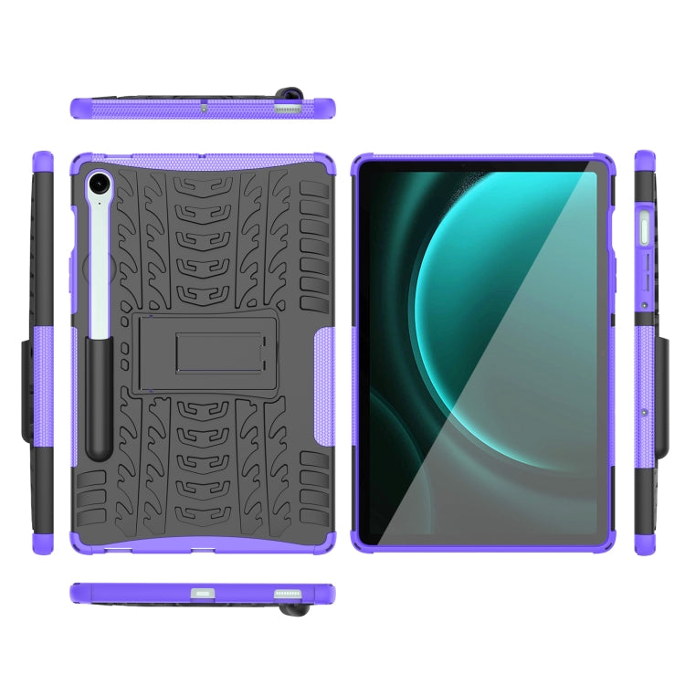 For Samsung Galaxy Tab S9 FE / S10 FE Tire Texture TPU + PC Tablet Case with Holder(Purple) - free shipping - PMC Jewellery - Order now!