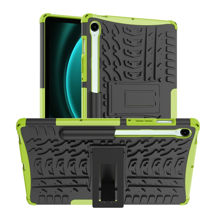 For Samsung Galaxy Tab S9 FE / S10 FE Tire Texture TPU + PC Tablet Case with Holder(Green) - Galaxy Tab S9 FE by PMC Jewellery | Online Shopping South Africa | PMC Jewellery | Buy Now Pay Later Mobicred