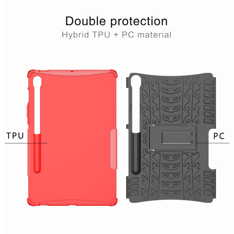 For Samsung Galaxy Tab S9 FE / S10 FE Tire Texture TPU + PC Tablet Case with Holder(Green) - Galaxy Tab S9 FE by PMC Jewellery | Online Shopping South Africa | PMC Jewellery | Buy Now Pay Later Mobicred