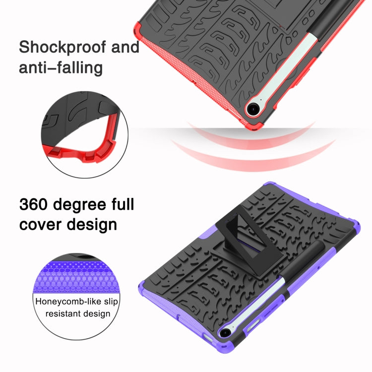 For Samsung Galaxy Tab S9 FE / S10 FE Tire Texture TPU + PC Tablet Case with Holder(Green)