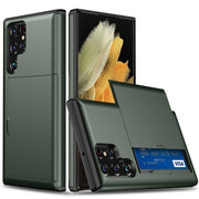 For Samsung Galaxy S24 Ultra 5G Shockproof Armor Phone Case with Card Slot(Dark Green)