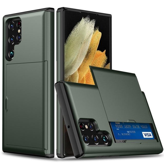 For Samsung Galaxy S24 Ultra 5G Shockproof Armor Phone Case with Card Slot(Dark Green)