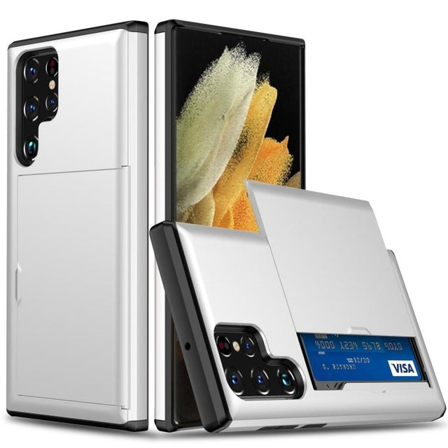 For Samsung Galaxy S25 Ultra 5G Shockproof Armor Phone Case with Card Slot(White)