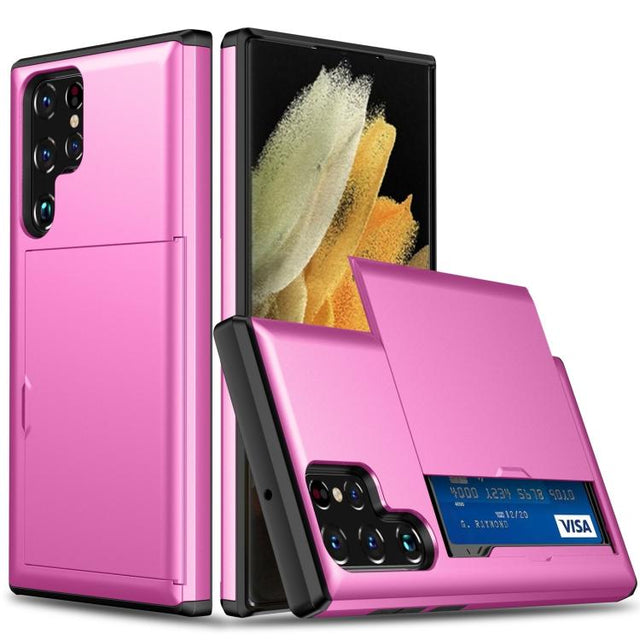 For Samsung Galaxy S25 Ultra 5G Shockproof Armor Phone Case with Card Slot(Rose Red)