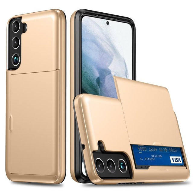For Samsung Galaxy S25+ 5G Shockproof Armor Phone Case with Card Slot(Gold)