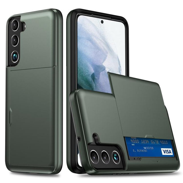 For Samsung Galaxy S25+ 5G Shockproof Armor Phone Case with Card Slot(Dark Green)