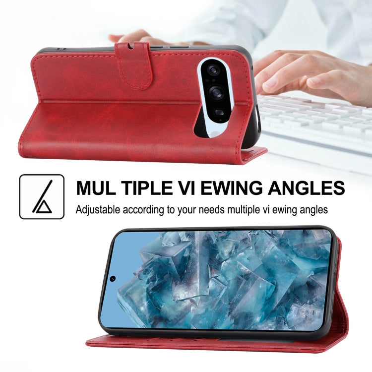 For Google Pixel 9 Pro Embossed Happy Cat Pattern Flip Leather Phone Case(Red) - Google Cases by PMC TechLife | Online Shopping South Africa | PMC TechLife | Buy Now Pay Later Mobicred