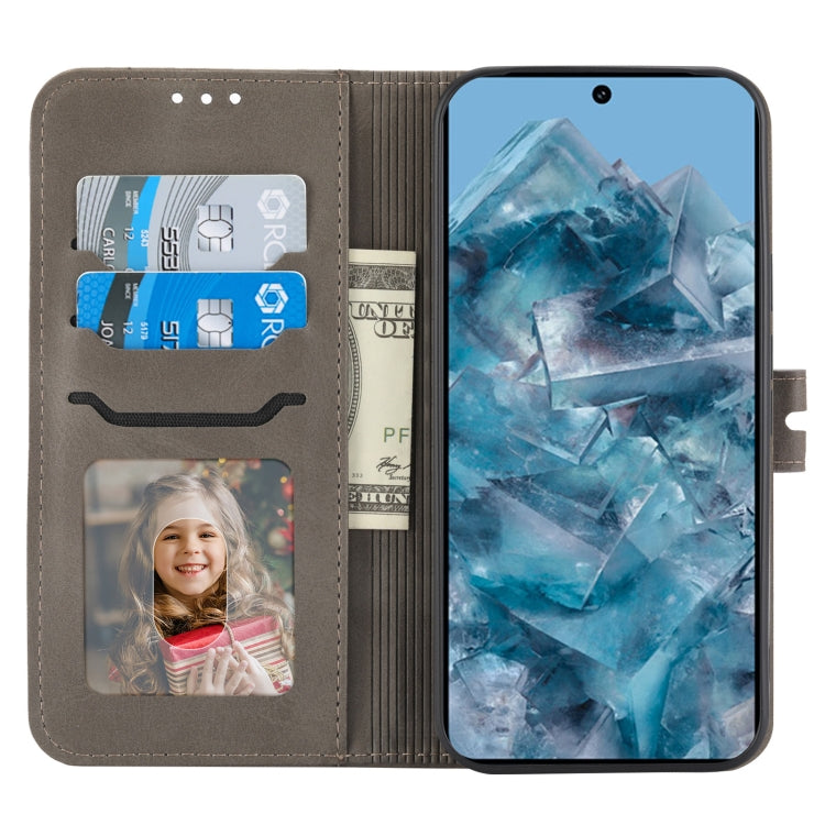 For Google Pixel 9 Pro Embossed Happy Cat Pattern Flip Leather Phone Case(Grey) - Google Cases by PMC TechLife | Online Shopping South Africa | PMC TechLife | Buy Now Pay Later Mobicred