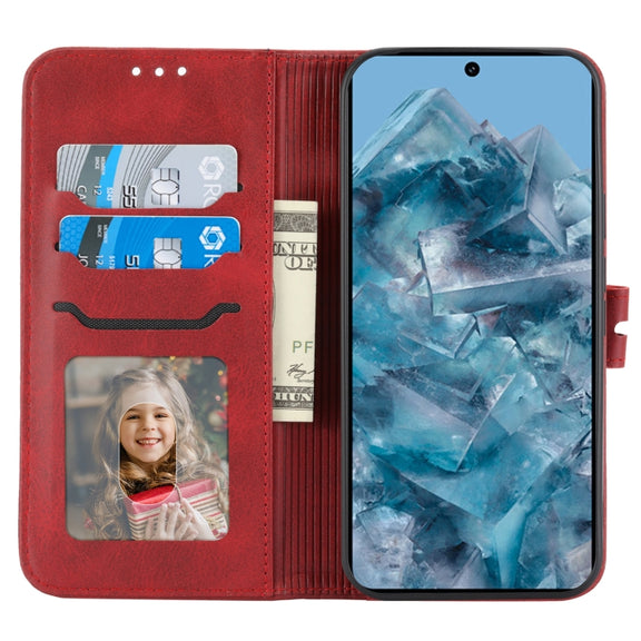 For Google Pixel 9 Embossed Happy Cat Pattern Flip Leather Phone Case(Red)