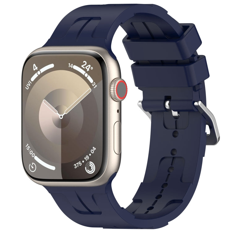 For Apple Watch SE 2023 44mm H Texture Silicone Ladder Buckle Watch Band(Midnight) - Watch Bands by PMC TechLife | Online Shopping South Africa | PMC TechLife